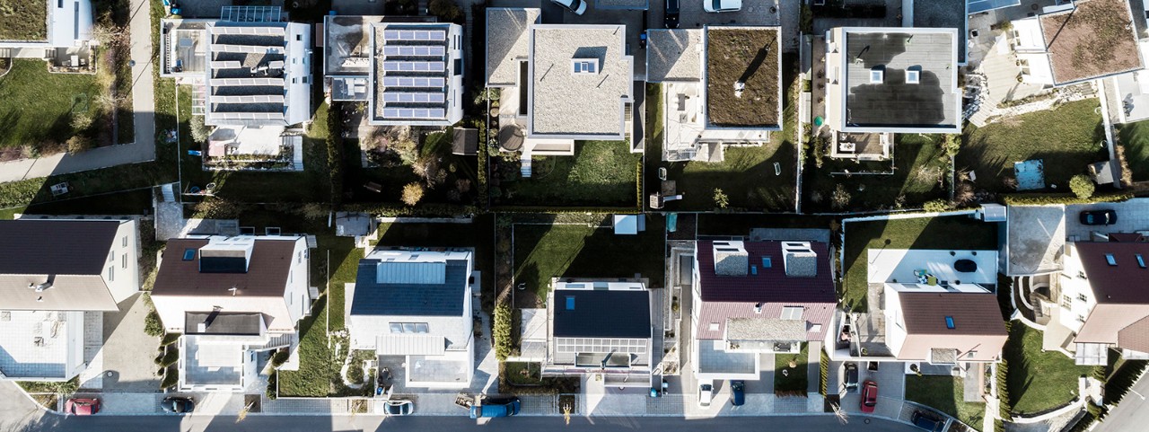Residential neighborhood, aerial view, Baden Wurttemberg, Germany.