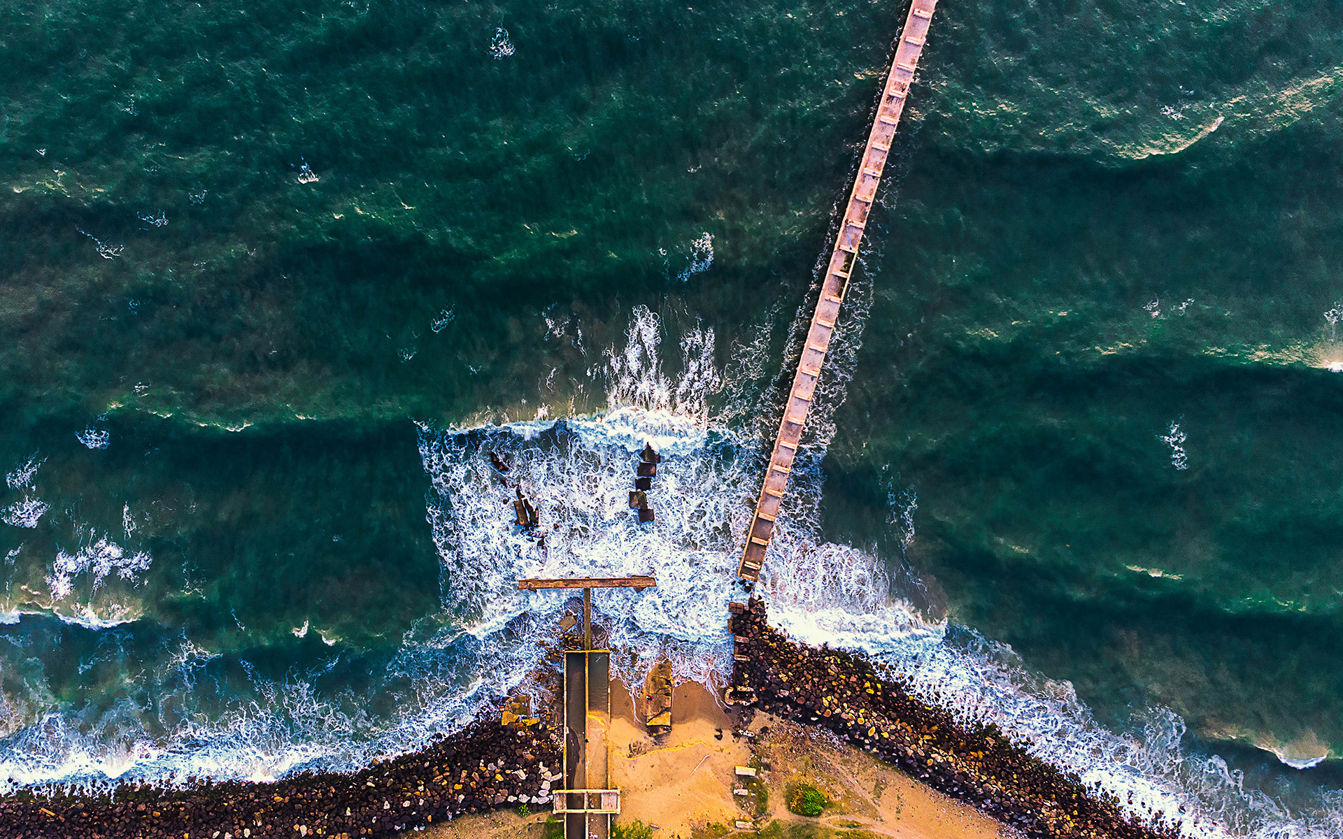 A bird's eye view of the Chennai coastline.